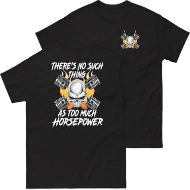 Gearhead / Car Guys T-Shirt From Aggressive Thread - Front and back view in black